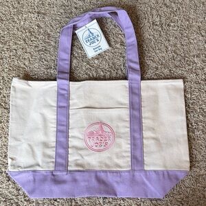 Trader Joe’s Lavender and Cream Spring Limited Edition Canvas Tote Bag Sz Large